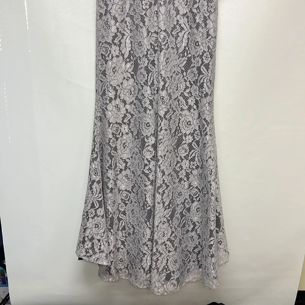 JS collections short sleeves 3D lace embroidered bodice long gown - Picture 7 of 12